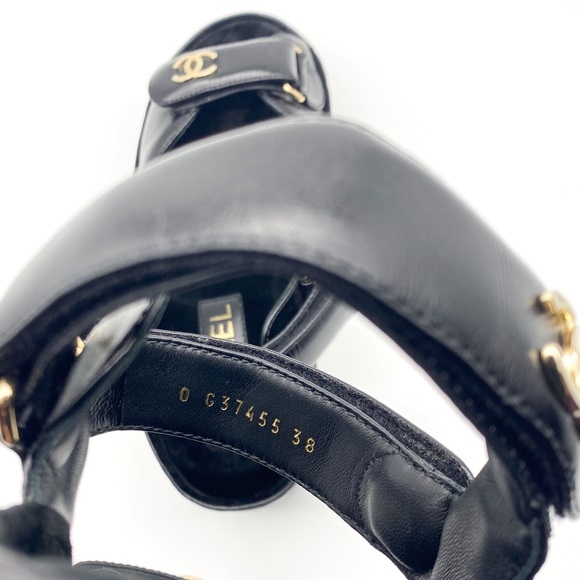 CHANEL Leather Wedge Strap Sandals - Picture 13 of 16